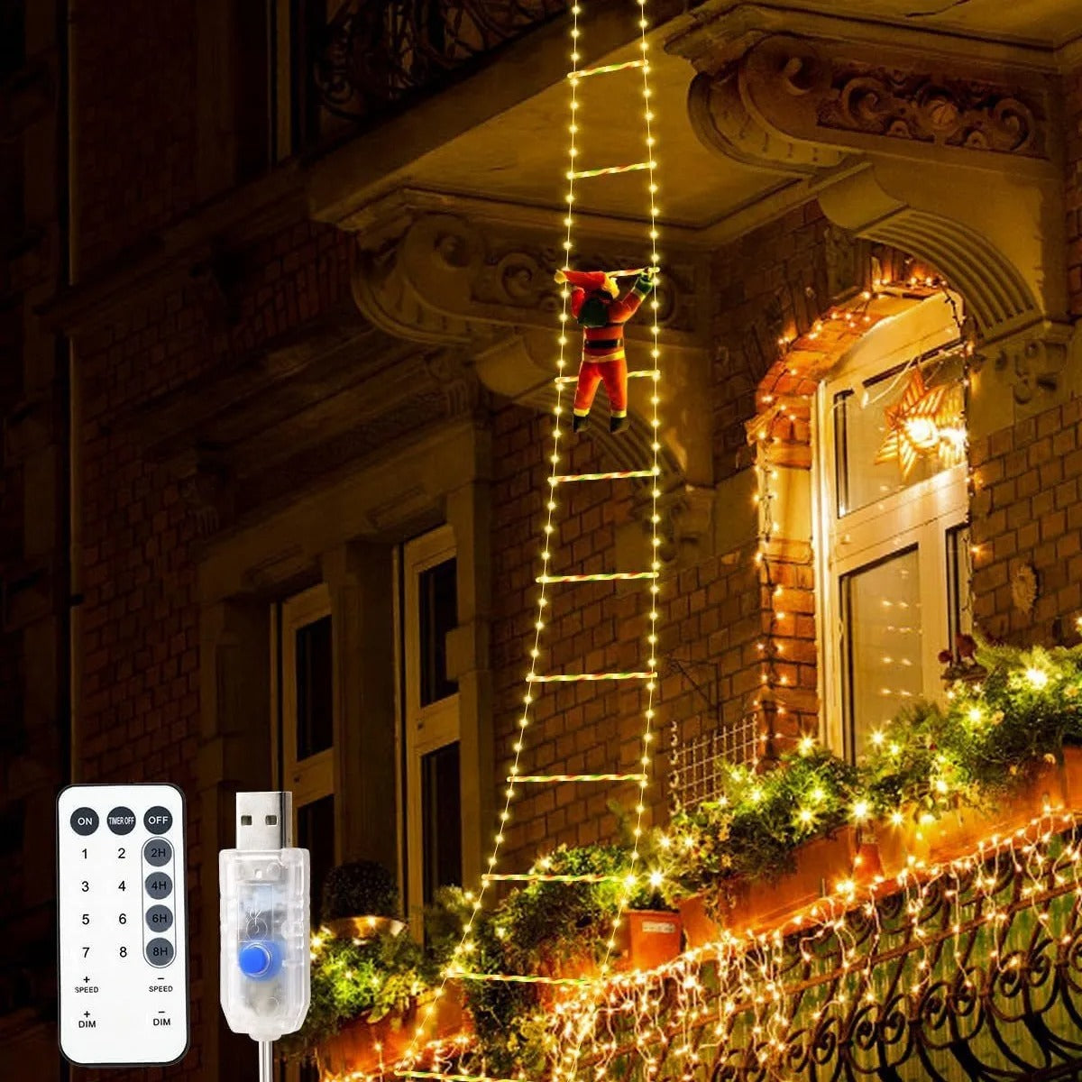 Christmas LED ladder exterior decor